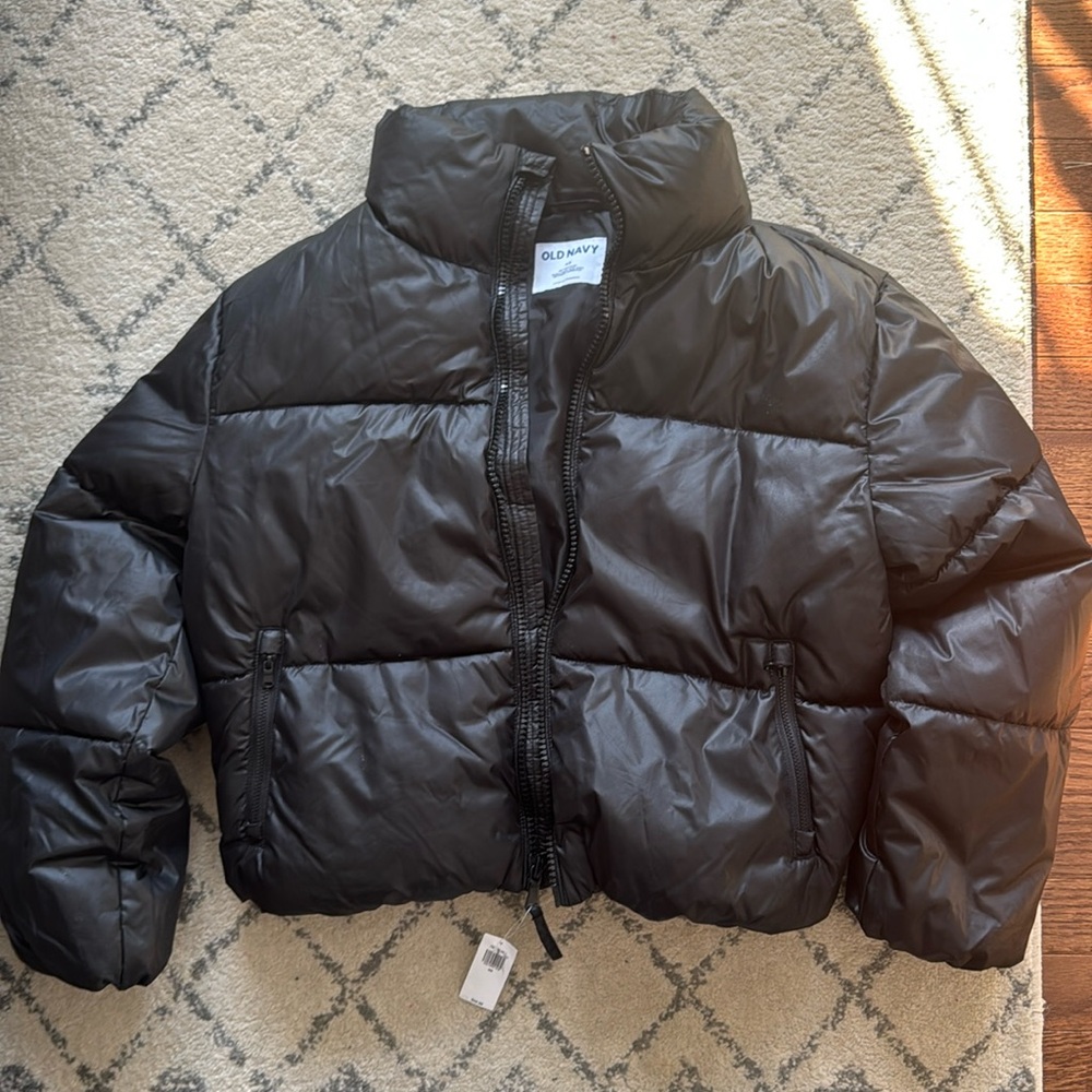 Old navy women size XS quilted puffer jacket black new